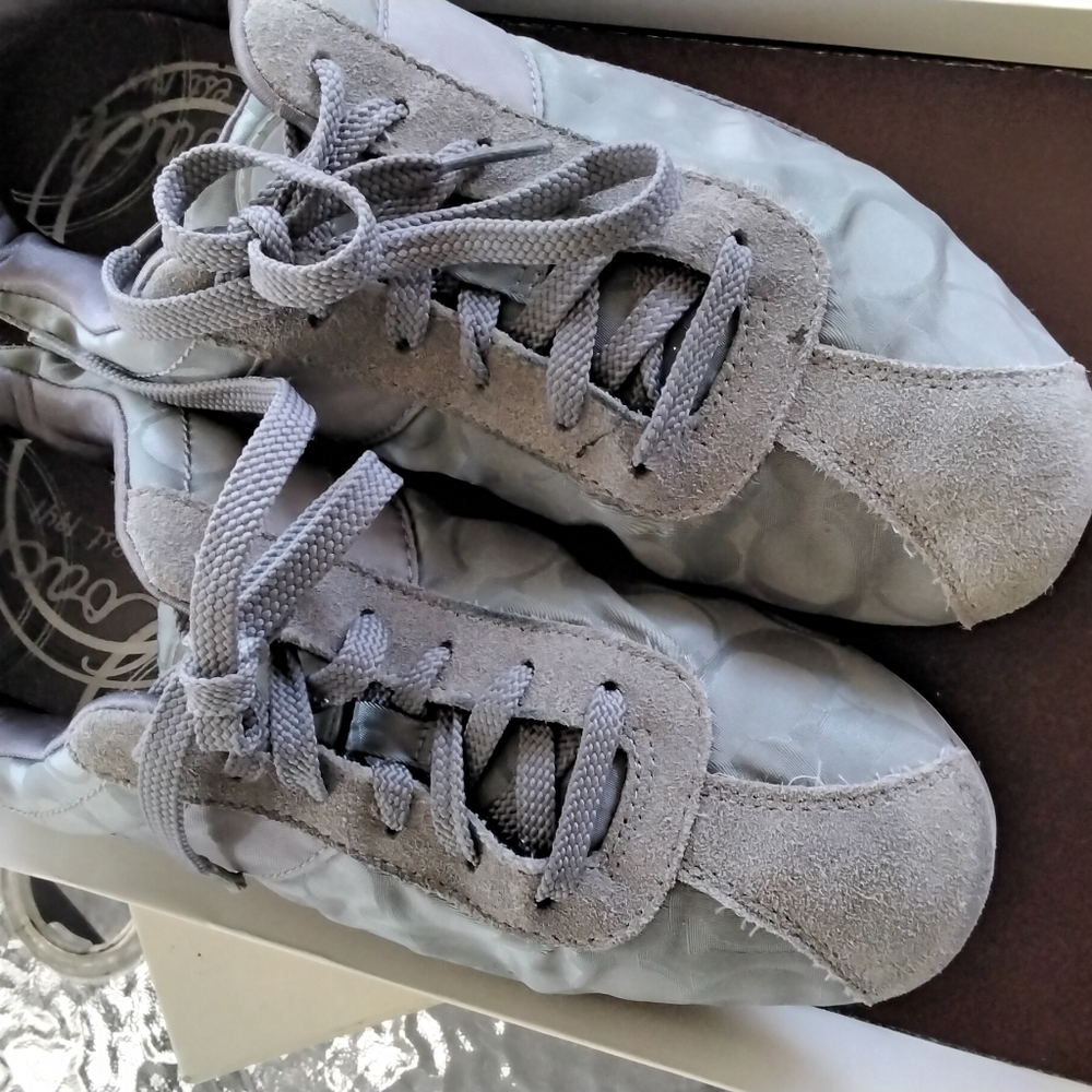 Gray Suede and Fabric Sneakers